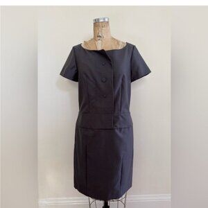 Classic Black Short-Sleeve Sheath Dress